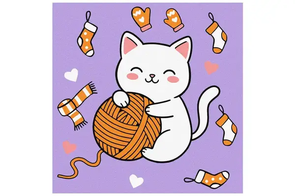 Набір для розпису по номерах 25x25 см KHO1235 "Котик і клубочок" Ideyka купити