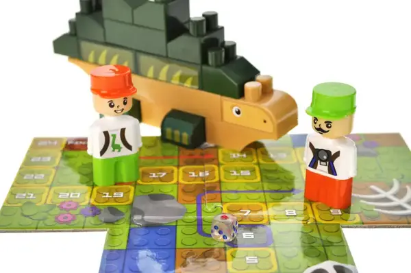 Конструктор блочний QB300-101 "Block&Steps: Земля динозаврів" + ходилка і меморі гра 3в1, 41дет. qbee купити недорого в Україні, фото 4