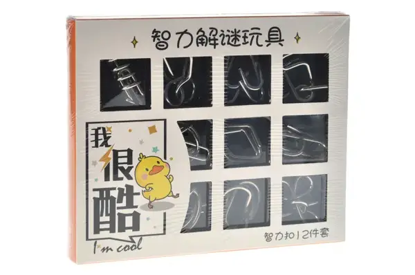 Головоломка металева E182 Unlock Metal Puzzle 12 елементів Помаранчева р.18,5*15,5*2,5см купити