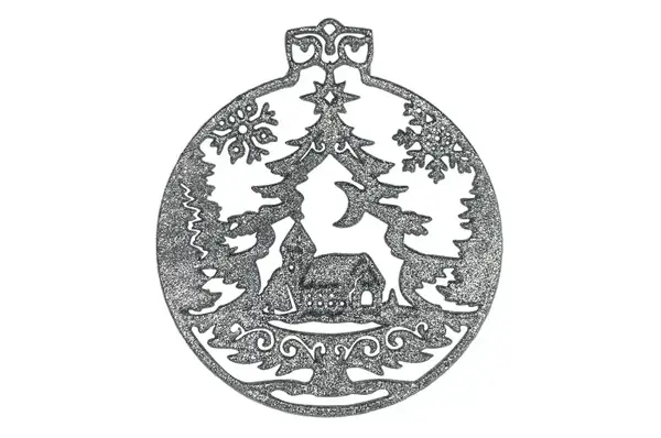 Новорічна іграшка Різдвяна ніч (срібло) 12х12х0.3 см купити