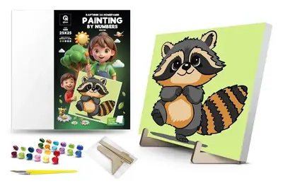 Набір для розпису по номерах 25х25 см QB900-024 "Єнотик" з дерев'яною підставкою qbee Набір для розпису по номерах 25х25 см QB900-024 "Єнотик" з дерев'яною підставкою qbee купити