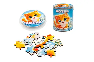 Пазл дерев'яний Puz-05001 Котик, А5 в тубусі PuzzleOk купити