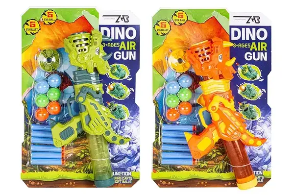 Бластер 777-32/33 2 кольори, стріляє поролоновими снарядами, 6 кульок+6 знарядів, планшет 25*38см купити