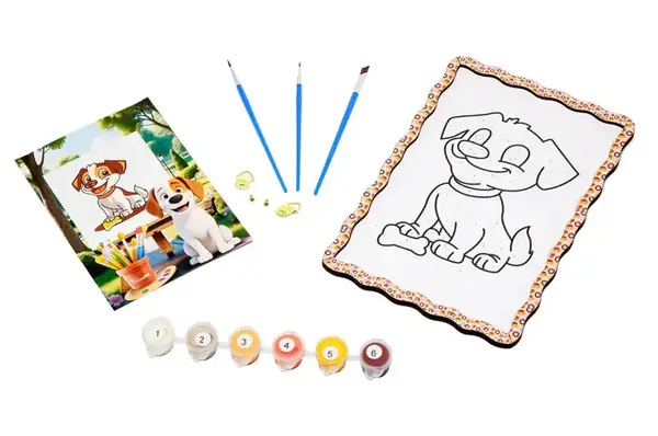 Набір для розпису по номерах Puz-22975 "Вірний друг" дерев'яний, формат А5 PuzzleOk купити недорого в Україні, фото 3