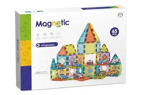 Конструктор магнітний CH1297, 65 деталей, в коробці р.30x6x21.5 см YG Toys купити