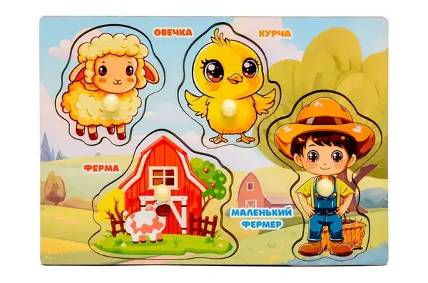 Сортер-вкладиш Puz-88744 "Ферма" дерев'яний PuzzleOk купити недорого в Україні, фото 3