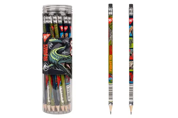 Олівець Yes чорнографітний круглий з гумкою в тубі "Jurassic World" мікс 280648 купити