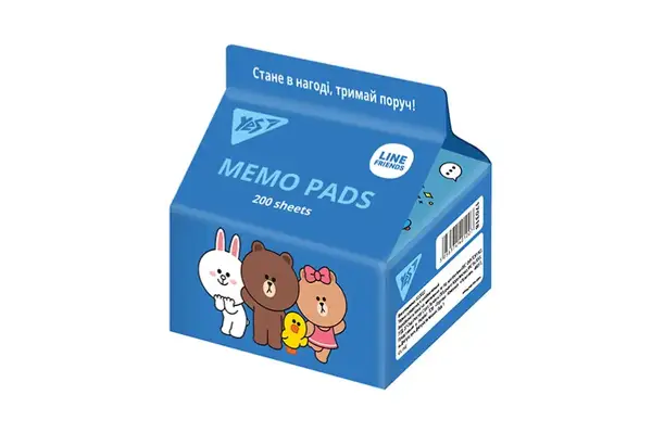 Папір для записів YES Tetra Pak "Line Friends" 200 арк. 7*7,5 см 170318 купити