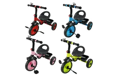 Велосипед 3-х колісний TR2501 колеса 10'' та 8'' з кошиком, 4 кольори купити
