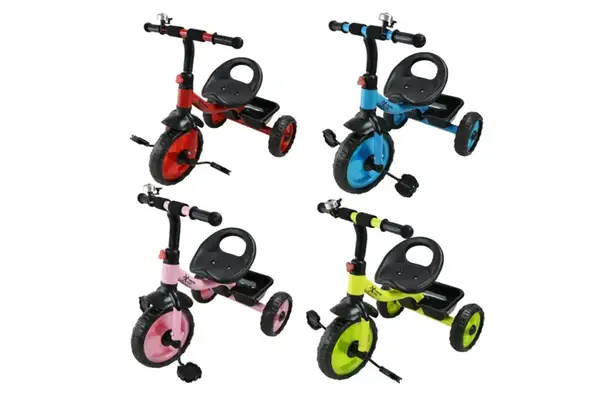 Велосипед 3-х колісний TR2501 колеса 10'' та 8'' з кошиком, 4 кольори купити