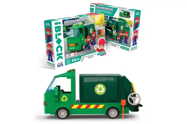 Конструктор IBLOCK JUNIOR KH17/005/2 Вантажівка для збору сміття ,226 деталей, коробка р.32x21,5x5 Kids hits купити