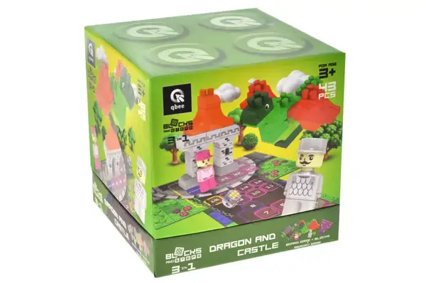 Конструктор блочний QB300-106 "Block&Steps: Дракон та замок" + ходилка і меморі гра 3в1, 43дет. qbee купити недорого в Україні, фото 4