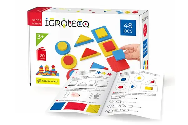 Дерев'яна розвиваюча гра "Логічні блоки Дьєнеша" 48 дет. IGROTECO купити недорого в Україні, фото 4