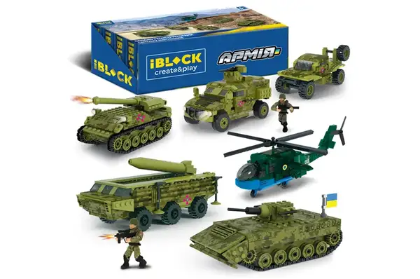 Конструктор IBLOCK , PL-921-489, 6 уп по 6 шт Армія, 178-349дет., 4 види, дисплей бокс. р, 49,2*19,2*16,5см купити