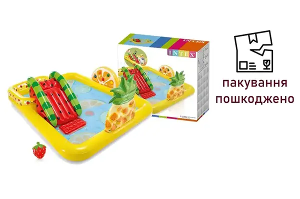 OUTLET Ігровий центр INTEX Фруктове задоволення з гіркою і фонтанчиком, в коробці 57158 р.244*191*91см купити