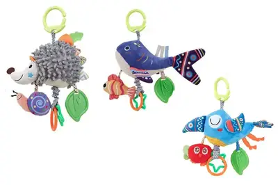 Брязкальце L1512/1513/1514 підвіска тваринка, з прорізувачем і дзвіночком, 3види, в кульку р.25x35см купити