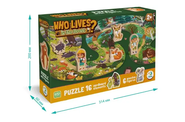 Пазл ходилка "Хто живе в лісі" з дерев'яними фігурками 300608 DoDo купити недорого в Україні, фото 6