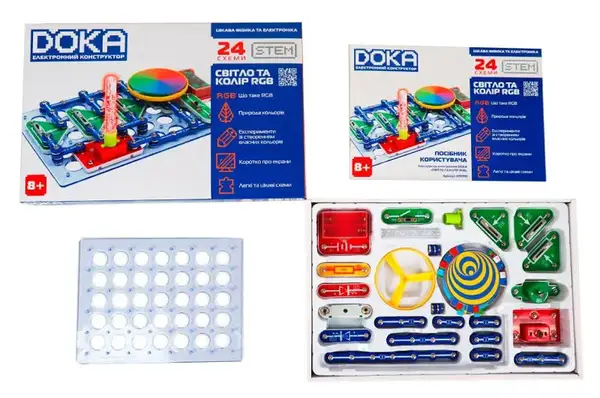 Конструктор електронний D70700 "СВІТЛО ТА КОЛІР RGB" 24 схеми DOKA купити