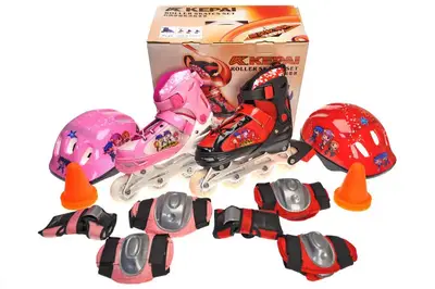 Ролики KEPAI 38-41р. мікс (алюмінієва рама, PU колеса, 8 коліс світяться, шолом+захист) F1-C1/L р.27*32,5*19,5см купити
