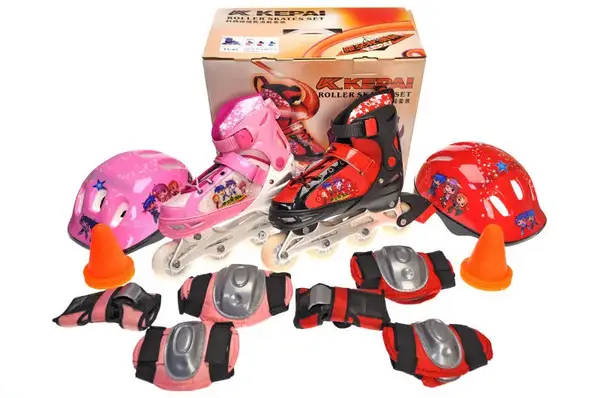 Ролики KEPAI 38-41р. мікс (алюмінієва рама, PU колеса, 8 коліс світяться, шолом+захист) F1-C1/L р.27*32,5*19,5см купити