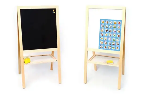 Мольберт двохсторонній, магнітний з укр.абеткою і поличкою розмір дошки 47см*55см купити недорого в Україні, фото 3