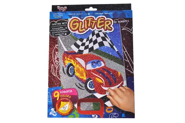 Набір для творчості РГН-02-01,02,03,04,05 "Розмальовка ГЛІТЕРНИМИ БЛИСКІТКАМИ за номерами" міні DANKO купити недорого в Україні, фото 5