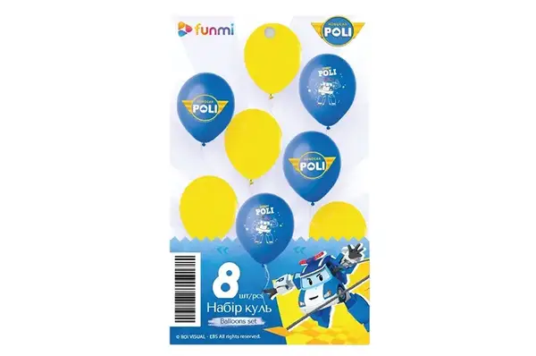 Набір з 8 повітряних кульок 23335 "Robocar POLI" 12"(30 см) ТМ "funmi" купити