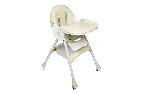 Стільчик для годування Kidoro One (ST-6540) Beige, з екошкіри на колесах, у коробці р.52x25x43 см купити