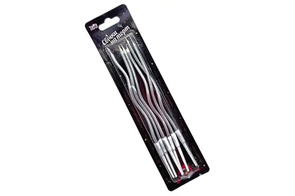 Свічки для торту 04043 коктейльні "Хром" срібні 6шт. ТМ "Твоя забава" купити