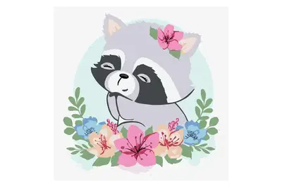 Набір 7+ для розпису по номерах "Квітковий єнот" KHO6093 30х30см IDEYKA купити