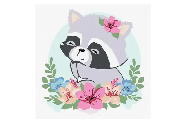 Набір 7+ для розпису по номерах "Квітковий єнот" KHO6093 30х30см IDEYKA купити