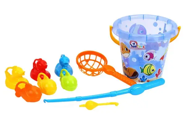 Набір для риболовлі 7624 відерко, вудка, сачок, 3 рибки, 3 качечки ТЕХНОК купити недорого в Україні, фото 2