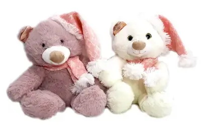 Ведмедик в ковпаку (рожевий і білий) 25см купити