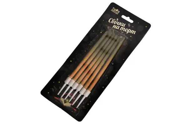 Свічки для торту Градієнт чорно-рожеві з позолотою ТМ Твоя Забава (10 см) купити