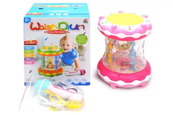 Барабан музичний з мікрофоном, зі світлом, в коробці CY-6025B р.22*22*26см. купити