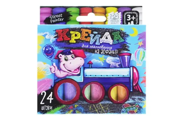 Набір крейди MEL-02-05U для малювання на асфальті тонка 24 шт. в коробці DANKO купити