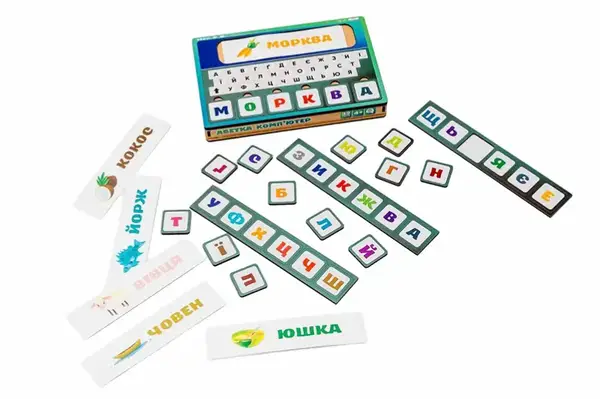 Дерев'яна "Абетка Комп'ютер", Puz-73913 складання слів р. 23х15х3 см PuzzleOk купити недорого в Україні, фото 2