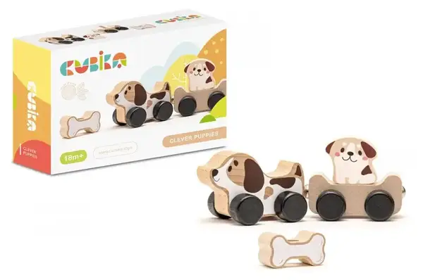 Дерев’яна іграшка "Кмітливі цуценята" арт. 15443 CUBIKA купити