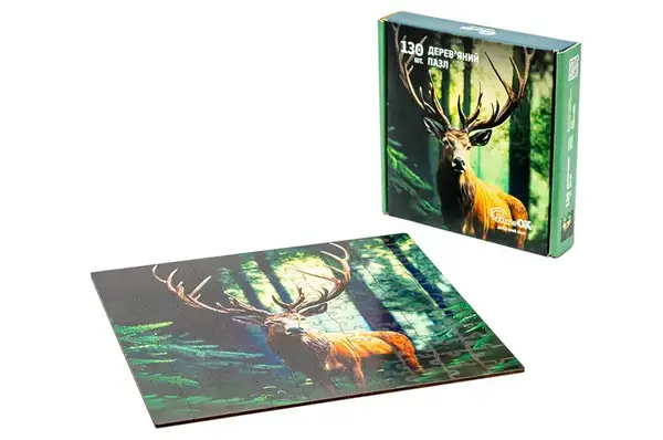 Пазл "Олень" дерев'яний, 130 елем. Розмір пазла 295x295 мм PuzzleOK купити