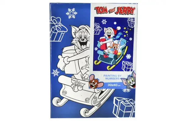 Набір для розпису по номерах для дітей KHO6859 WB "Tom and Jerry: на санчатах" 30х40см IDEYKA купити