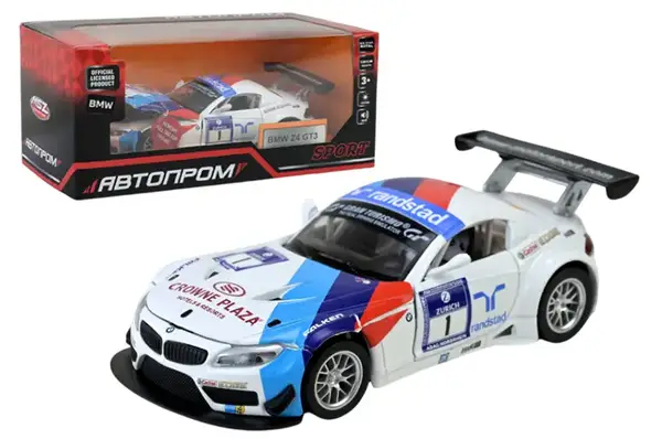 Машина АВТОПРОМ 68349C "BMW Z4 GT3" 1:32, металева, на батарейках, світло, звук, відкриваються двері, коробка 18x9x8см купити