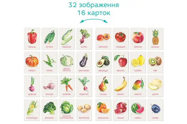 Навчальна гра 301232 "Монтесорі. Овочі та фрукти" DoDo купити недорого в Україні, фото 3