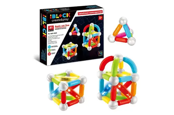 Конструктор магнітний IBLOCK, PL-921-364, 31 деталь, коробка. р. 43*35,5*6 см купити