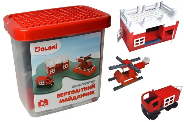 Конструктор блочний 013888/31 "Вертолітний Майданчик" 86 дет. в боксі DOLONI купити недорого в Україні, фото 3