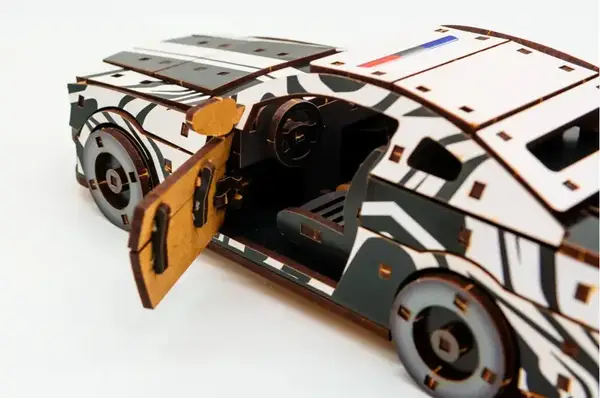 Конструктор Puz-00639 "Muscle Car" дерев'яний, 162 дет., білий колір, поліція розмір моделі 24х9х7 см PuzzleOk купити недорого в Україні, фото 4