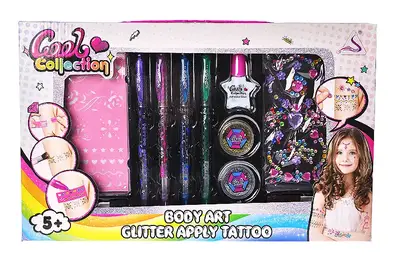 Набір косметики (набір для тату, ручки, блиск, трафарети, наклейки, кісточки) в коробці J-2005 р.31,5*3,5*19,5см купити