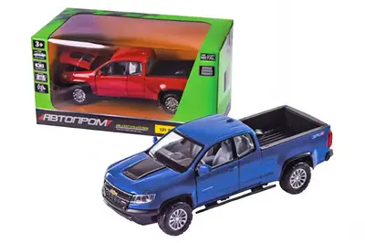 Машина металева 68442 2 кольори, 1:31 Chevy Colorado ZR2, на батарейки: світло і звук, відкриваються двері, в коробці 20x11x10 см Автопром купити