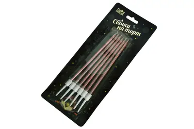 Свічки для торту 'Хром' рожеві ТМ 'Твоя Забава' 6 шт. 12 см купити