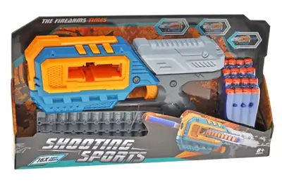 Бластер на поролонових патронах 690002 в коробці, 2 кольори р.39,5x6x21,5см YG Toys купити