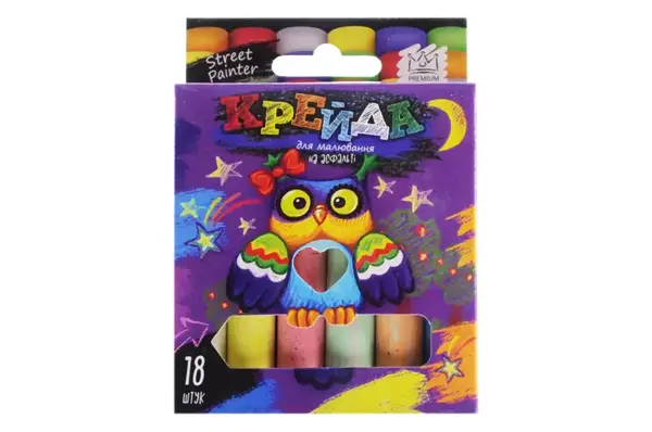 Набір крейди MEL-02-04U для малювання на асфальті тонка 18 шт. в коробці DANKO купити недорого в Україні, фото 2